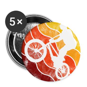 Cadeau rétro de vélo de vélo BMX Vélo Motocross - Lot de 5 grands badges (56 mm) - blanc - Devant