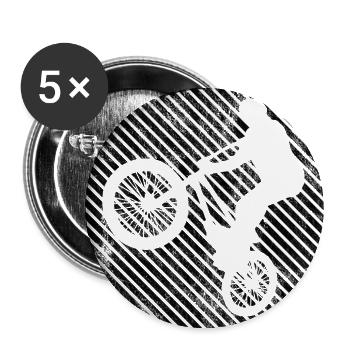 BMX Rad Fahrrad Retro Geschenk Bicycle Motocross - Buttons groß 56 mm (5er Pack) - Weiß - Vorne