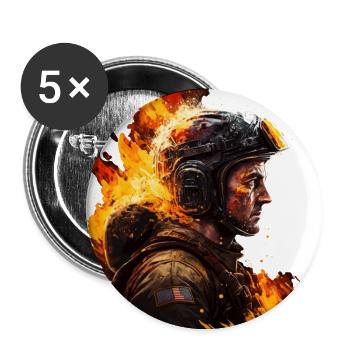 Pompier - montrez votre soutien - Lot de 5 grands badges (56 mm) - blanc - Devant