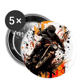 Dirtbike queen: show your strength on the bike! - Buttons large 2.2''/56 mm (5-pack) - white - Front