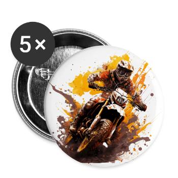 Motocross riders: no trail is too difficult - Buttons large 2.2''/56 mm (5-pack) - white - Front