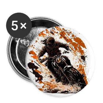 Born for dirt biking: motocross motif - Buttons large 2.2''/56 mm (5-pack) - white - Front