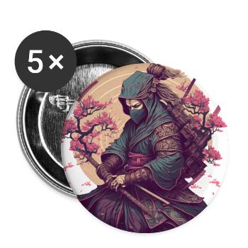 assassin silencieux, ninja japonais - Lot de 5 grands badges (56 mm) - blanc - Devant