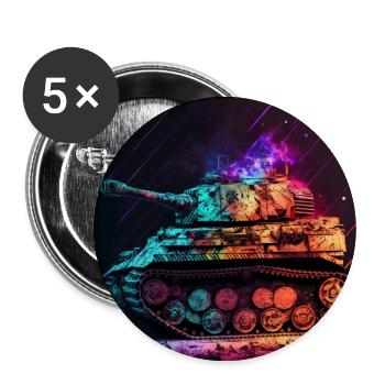 Kampfpanzer im coolen Neonfarben - Buttons groß 56 mm (5er Pack) - Weiß - Vorne