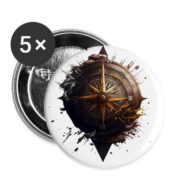 Gardez le cap : boussole nautique pour la navigation - Lot de 5 grands badges (56 mm) - blanc - Devant