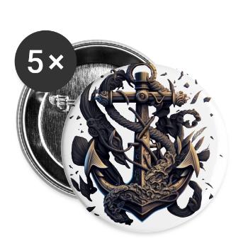 schöner maritimer Anker von einem Segelschiff - Buttons groß 56 mm (5er Pack) - Weiß - Vorne