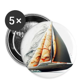The fight against wind and waves, sailboat - Buttons large 2.2''/56 mm (5-pack) - white - Front