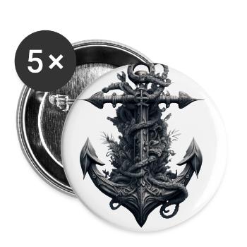 schöner maritimer Anker von einem Segelschiff - Buttons groß 56 mm (5er Pack) - Weiß - Vorne