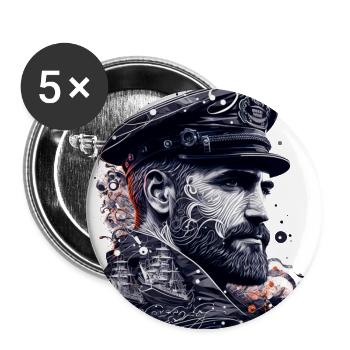 Abenteuer auf hoher See, Seemann Segelschiff - Buttons groß 56 mm (5er Pack) - Weiß - Vorne