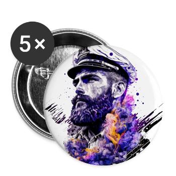 Abenteuer auf hoher See, Seemann Segelschiff - Buttons groß 56 mm (5er Pack) - Weiß - Vorne