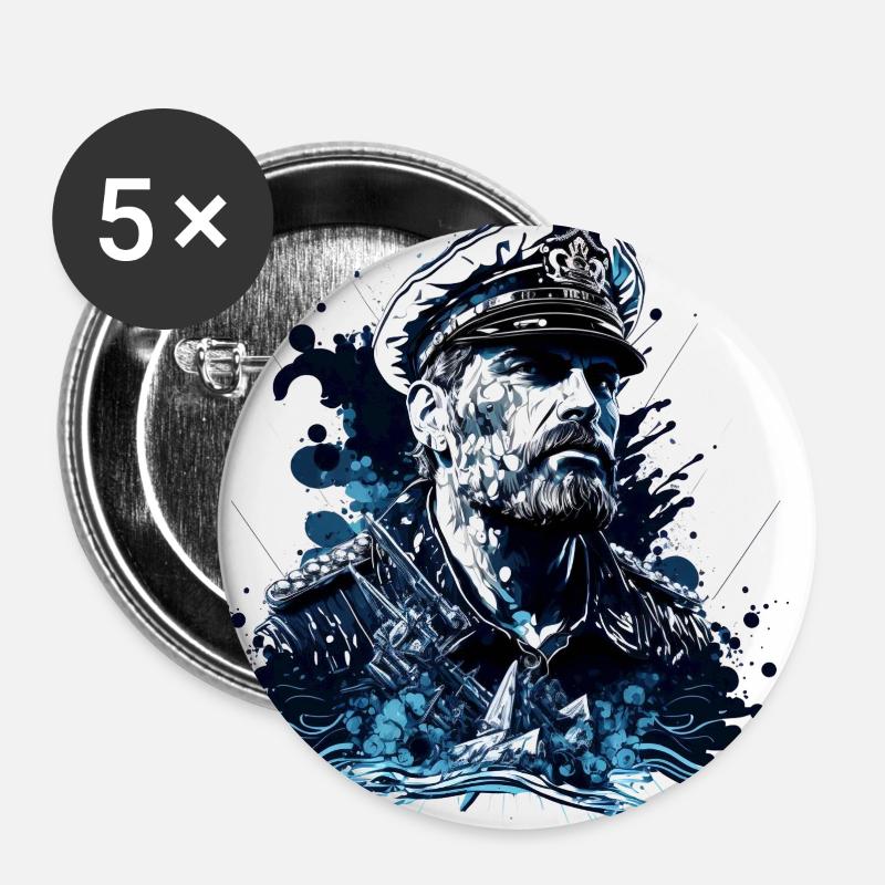 Adventure on the high seas, sailor sailing ship - Buttons large 2.2''/56 mm (5-pack) - white
