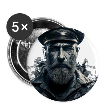 La beauté de la navigation, capitaine nautique - Lot de 5 grands badges (56 mm) - blanc - Devant