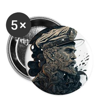 La beauté de la navigation, capitaine nautique - Lot de 5 grands badges (56 mm) - blanc - Devant