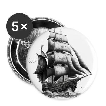 Segelschiff auf hoher See: Freiheit und Abenteuer - Buttons groß 56 mm (5er Pack) - Weiß - Vorne