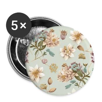 Floral Design 4 - Buttons groß 56 mm (5er Pack) - Weiß - Vorne