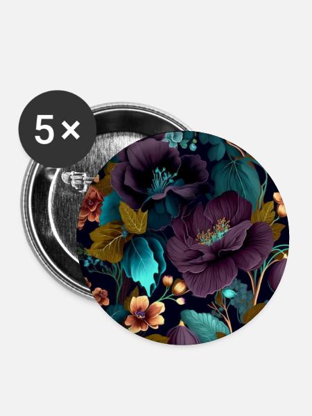 Floral Design 11 - Buttons groß 56 mm (5er Pack) - Weiß