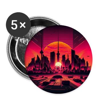 Skyline of Berlin in the evening light Vaporwave optics - Buttons large 2.2''/56 mm (5-pack) - white - Front