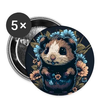 Funny guinea pig - Buttons large 2.2''/56 mm (5-pack) - white - Front
