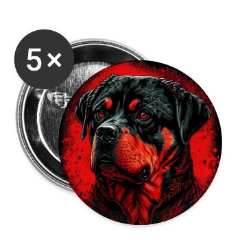 Dark Rottweiler Love - Buttons large 2.2''/56 mm (5-pack) - white - Front