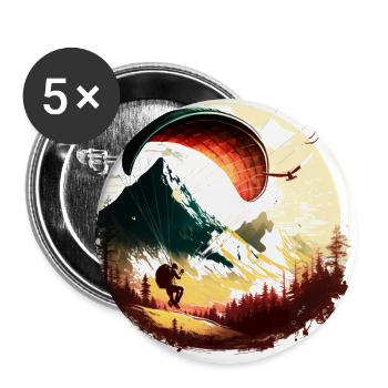 Paragliding in the mountains, pure pleasure! - Buttons large 2.2''/56 mm (5-pack) - white - Front