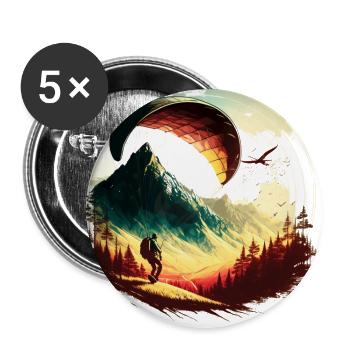High above the clouds, cool paraglider - Buttons large 2.2''/56 mm (5-pack) - white - Front