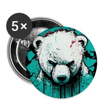 Angry Polar Bear - Buttons large 2.2''/56 mm (5-pack) - white - Front