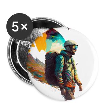 Held der Lüfte, Paraglider - Buttons groß 56 mm (5er Pack) - Weiß - Vorne