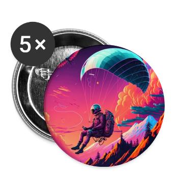 Paraglider im Synthwave Stil - Buttons groß 56 mm (5er Pack) - Weiß - Vorne