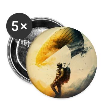 kreativer und cooler Paraglider, Sport der Lüfte - Buttons groß 56 mm (5er Pack) - Weiß - Vorne