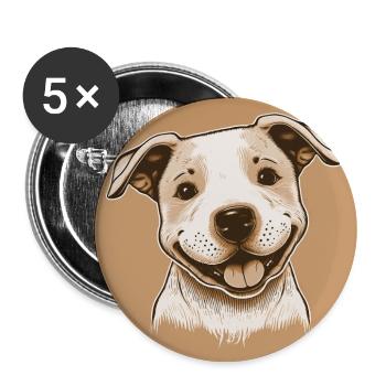 American Staffordshire Terrier - Buttons groß 56 mm (5er Pack) - Weiß - Vorne