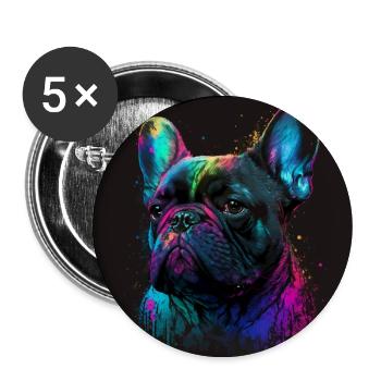 Français Bulldog - Lot de 5 grands badges (56 mm) - blanc - Devant