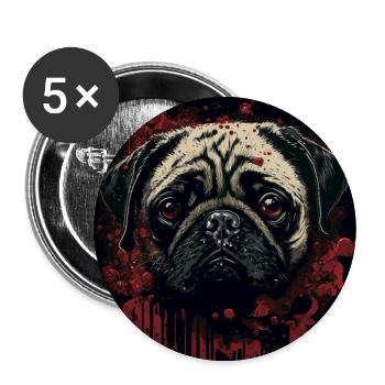 Scary Pug - Buttons large 2.2''/56 mm (5-pack) - white - Front