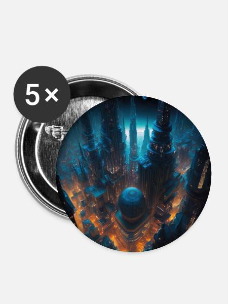 Megalopolis Alien 01 - Buttons groß 56 mm (5er Pack) - Weiß