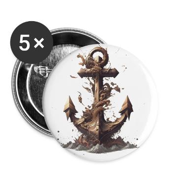 nautical anchor - Buttons large 2.2''/56 mm (5-pack) - white - Front