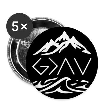 Gott ist größer (weiß auf schwarz) - Buttons groß 56 mm (5er Pack) - Weiß - Vorne