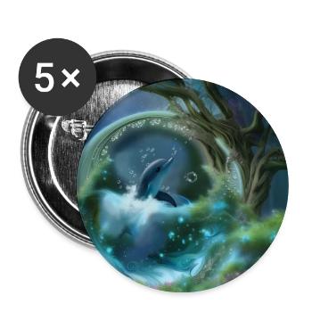 Cute dolphin in a bubble the hearts of the ocean - Buttons large 2.2''/56 mm (5-pack) - white - Front