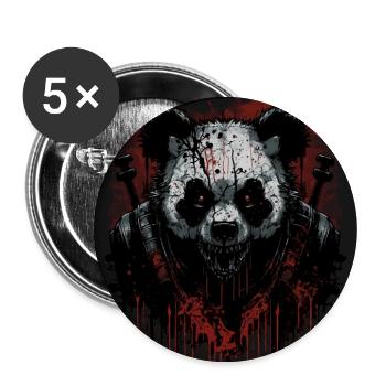 Panda Krieger - Buttons groß 56 mm (5er Pack) - Weiß - Vorne