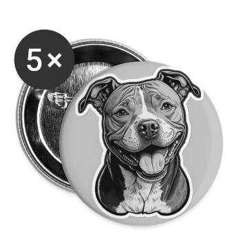 American Staffordshire Terrier - Buttons groß 56 mm (5er Pack) - Weiß - Vorne