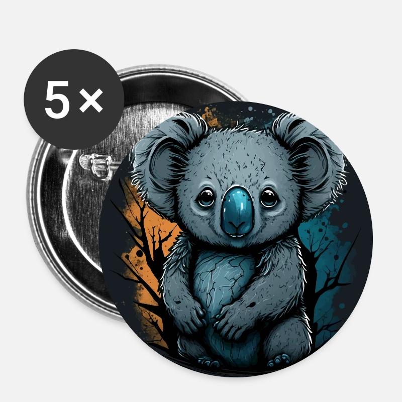 Koala - Buttons groß 56 mm (5er Pack) - Weiß