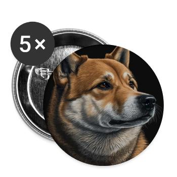 Shiba Inu Chien - Lot de 5 grands badges (56 mm) - blanc - Devant