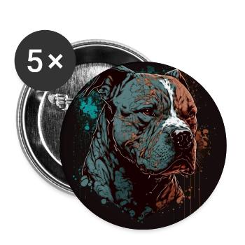 American Staffordshire Terrier - Buttons groß 56 mm (5er Pack) - Weiß - Vorne