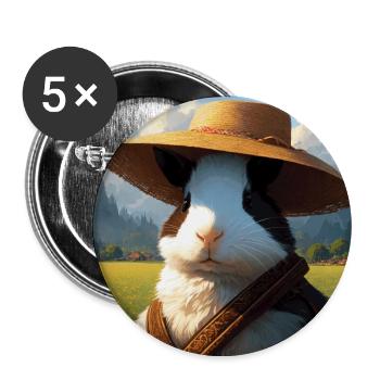 Guinea Pig in Meadow Straw Hat Guinea Pigs Art - Buttons large 2.2''/56 mm (5-pack) - white - Front