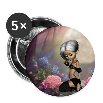 Cute fairy in the sleepy garden - Buttons large 2.2''/56 mm (5-pack) - white - Front