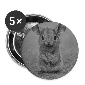 Cute Lonely Chinchilla Dystopian Chinchillas Art - Buttons large 2.2''/56 mm (5-pack) - white - Front
