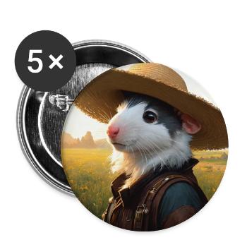 Verrückter goldener Hamster Kunstwerk Zwerg Hamster Riese - Buttons groß 56 mm (5er Pack) - Weiß - Vorne