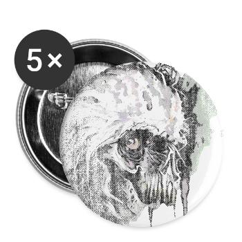 Zombie Undead untot Untoter - Buttons groß 56 mm (5er Pack) - Weiß - Vorne