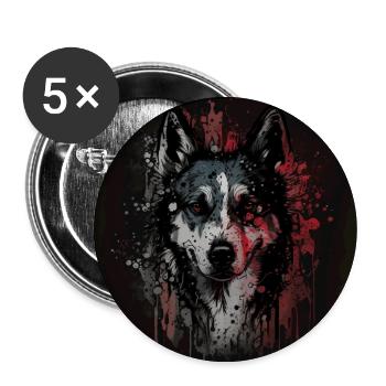 Chien Husky - Lot de 5 grands badges (56 mm) - blanc - Devant