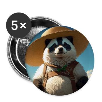 Cute Badger Artwork with Straw Hat Badgers Meadow - Buttons large 2.2''/56 mm (5-pack) - white - Front