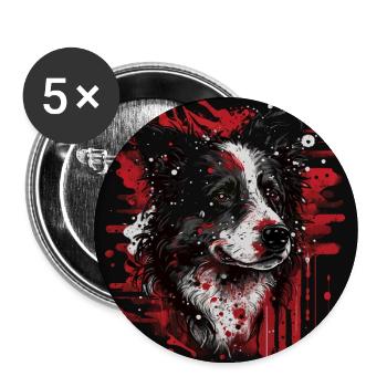 Border Collie - Buttons large 2.2''/56 mm (5-pack) - white - Front
