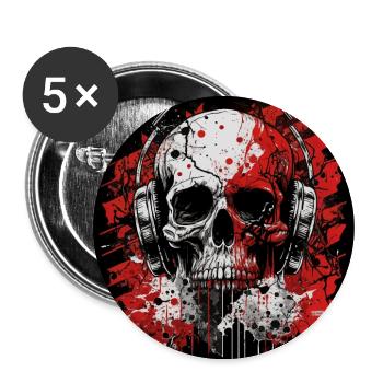 Zombie skull Disc Jockey - Buttons large 2.2''/56 mm (5-pack) - white - Front